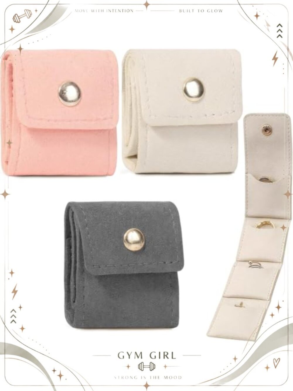 Foldable Mini Travel Jewelry Pouch Suede Leather Lined Organizer Case